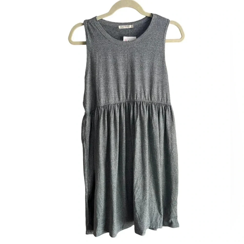 NWT HEART & HIPS GRAY TANK DRESS